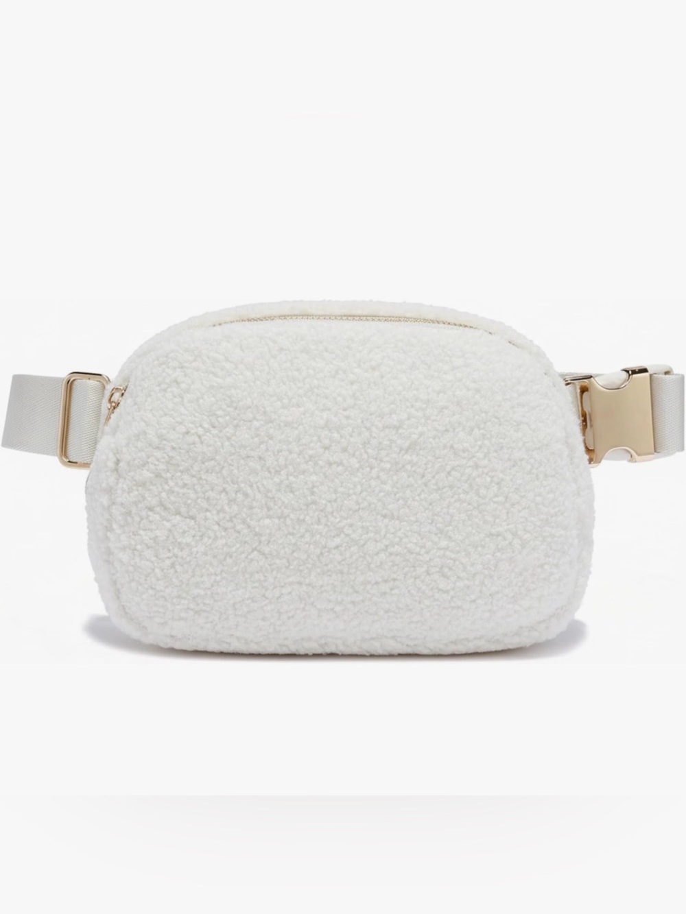 NWT White Sherpa Crossbody Belt Bag with Gold Hardware